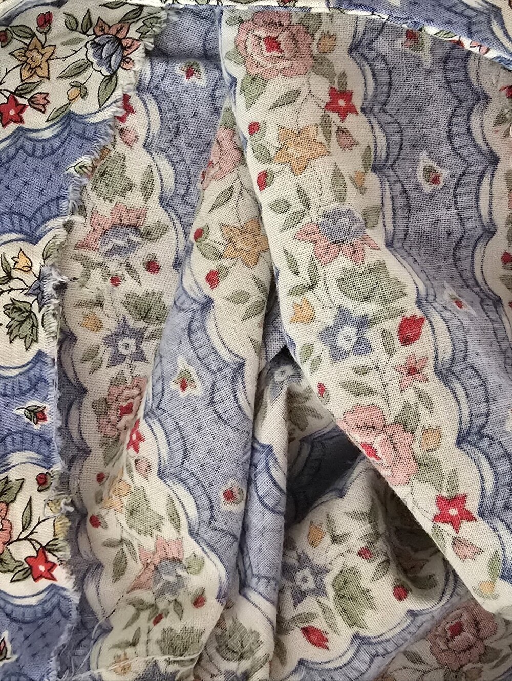 Cottagecore Vintage Blue Calico Floral Stripe Shift Dress Prairie Mod 70s - Picture 7 of 10